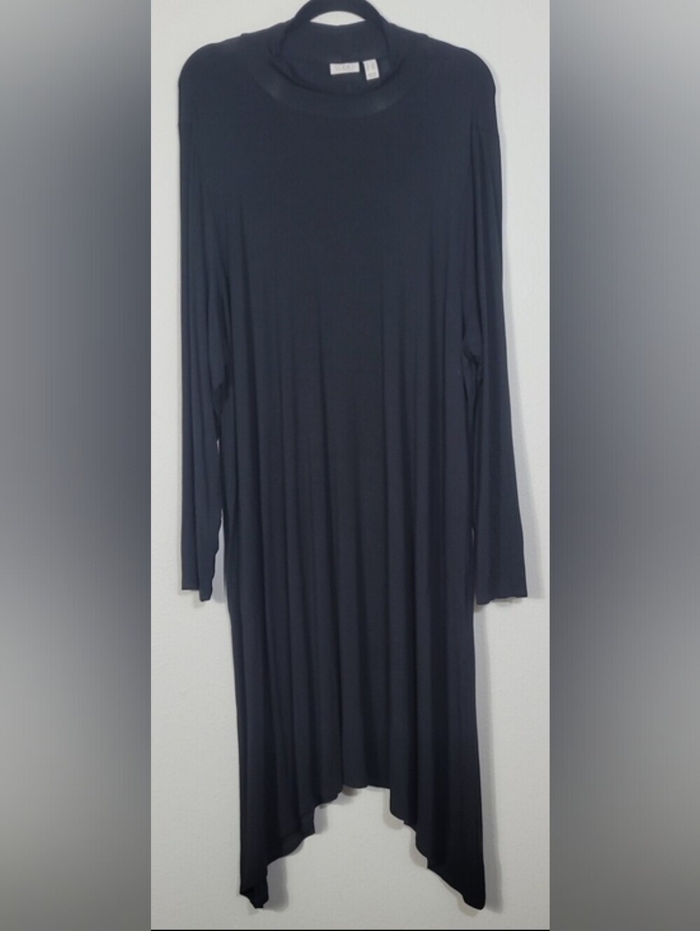 LOGO Lori Goldstein Mock Neck Midi Dress Size 3X Black Minimalist Neutral